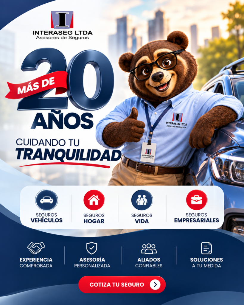 Interaseg Ltda, agencia de seguros en Bogotá: más de 20 años cuidando tu tranquilidad. Seguros de vehículos, hogar, vida y empresariales